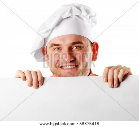 Smiling Chef Holding Menu