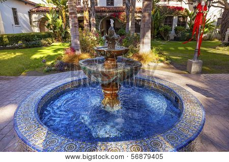 Mexican Tile Fountain Garden Mission San Buenaventura Ventura California