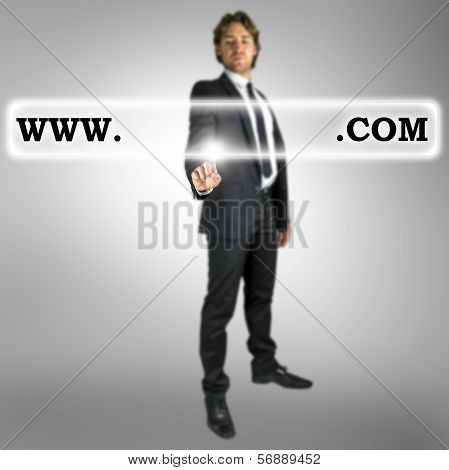 Businessman Activating A Website Address Bar