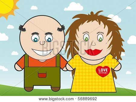 Cartoon Pair In Love