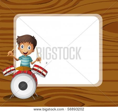 Illustration of a drummer in front of the empty signboard