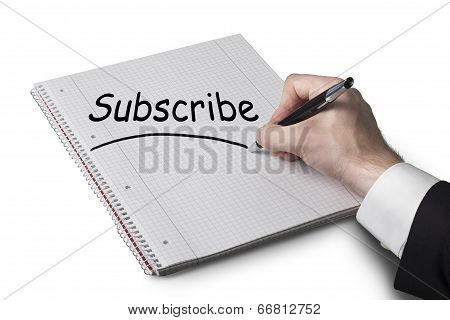 Hand Drawing Subscribe On Notepad