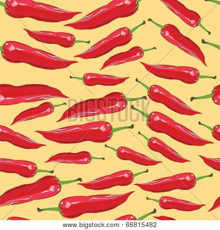 seamless pattern with red chili peppers - Illustration