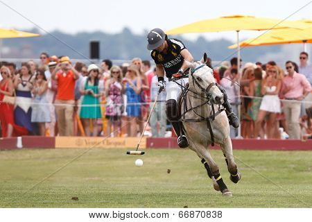 JERSEY CITY, NJ-MAY 31: Nacho Figueras in action during the polo match at the 7th Annual Veuve Cliquot Polo Classic at Liberty State Park on May 31, 2014 in Jersey City, NJ.