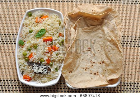 Indian rice and roti