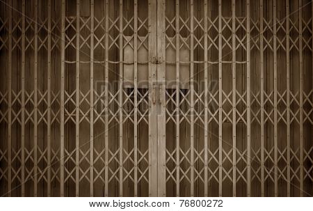 Retro Iron Door In Sepia