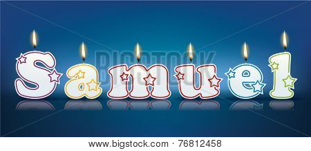 SAMUEL written with burning candles - vector illustration