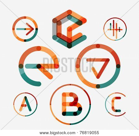 Logo set thin line clean style - business icons, branding emblems