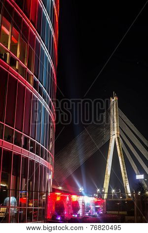Fragment Of The Festive Lighting Of The Building