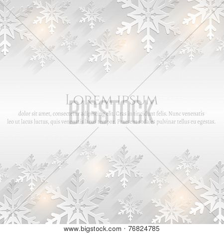 Winter Background With Snowflakes. Flat Vector Card.