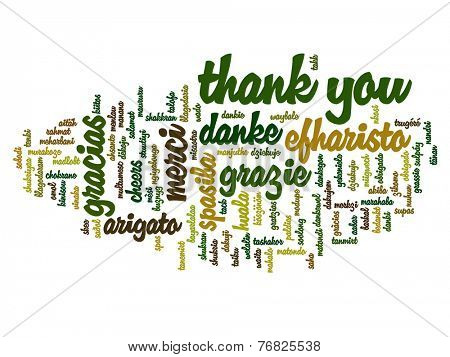 Concept or conceptual abstract thank you word cloud in different languages or multilingual for education or Thanksgiving Day