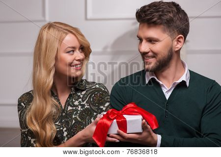 Lovely couple waiting St. Valentine Day