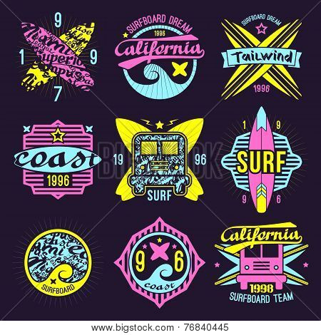 Surfing Emblem In Retro Style