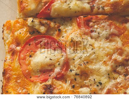 A meatless vegetarian pizza just removed from an oven