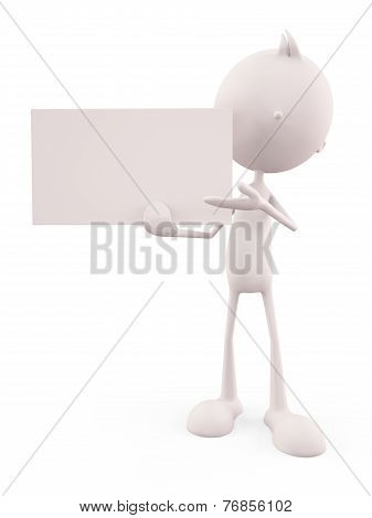White Character With Signboard