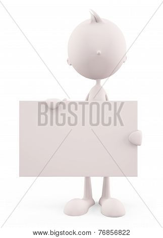 White Character With Signboard