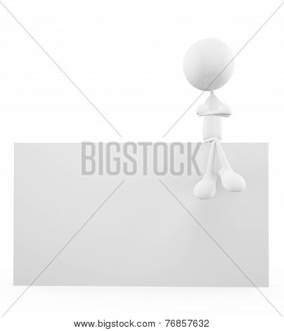 White Character With Signboard