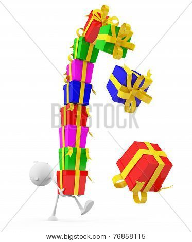 White Character With Gift Box