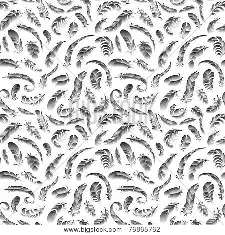 black different feathers seamless pattern