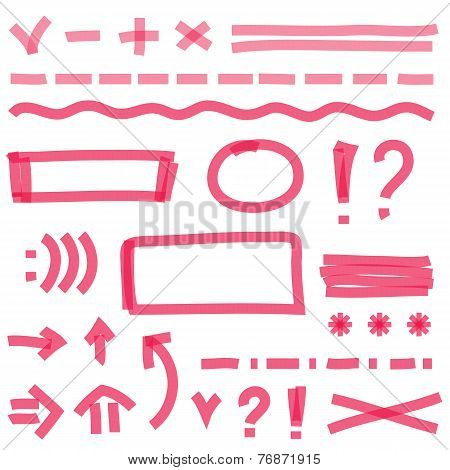 Vector highlighter elements, hand drawing