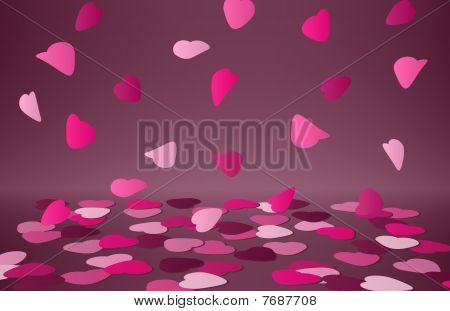 A stylish Valentine card with falling hearts