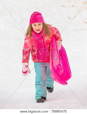 Sledding Girl - Climbing Up Hill