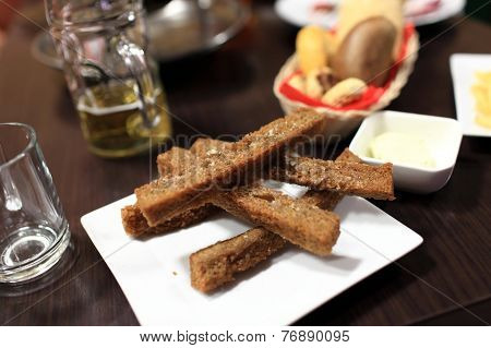 Fried Bread Sticks With Garlic