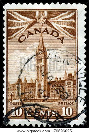 Vintage  Postage Stamp. Ottawa. Parlament Buildings.