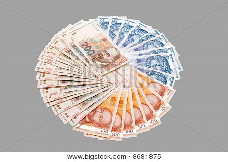Kroatische Kuna Banknoten isoliert auf grau