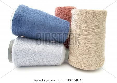 Colorful Threads And Yarns On A White Background Isolated