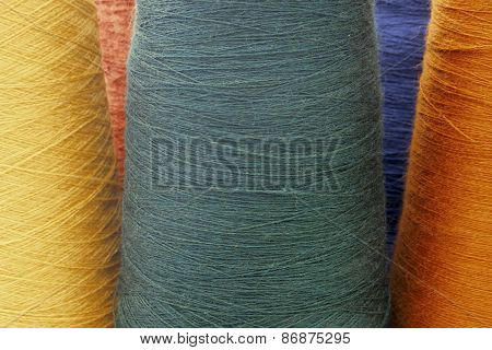 Orange And Green Background From Threads And Yarns