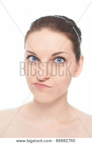 Young caucasian woman portrait isolated