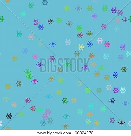 Winter pattern with various falling snowflakes.