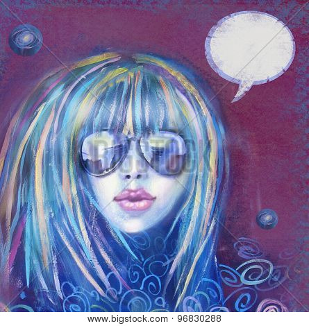 Cool Fashion Woman In Sunglasses. Sexy Girl. Party Invitation.