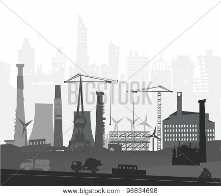 Building site with cranes. City background