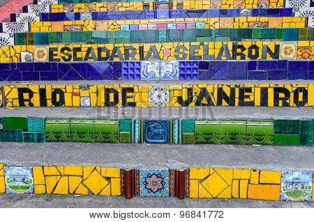 Escadaria Selaron Famous Steps In Rio De Janeiro, Brazil Artist Jorge Selaron