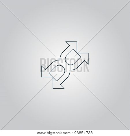 fourfold Arrow - Vector icon isolated
