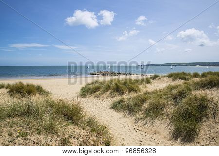 Lovely Sand Dunes And Beach Landscape On Sunny Summer Day