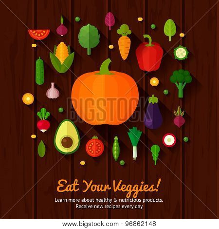 Concept Banners With Flat Vegetable Icons