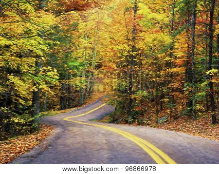 Fine Art Print Of Autumn Road Through Pine Mountain State Park