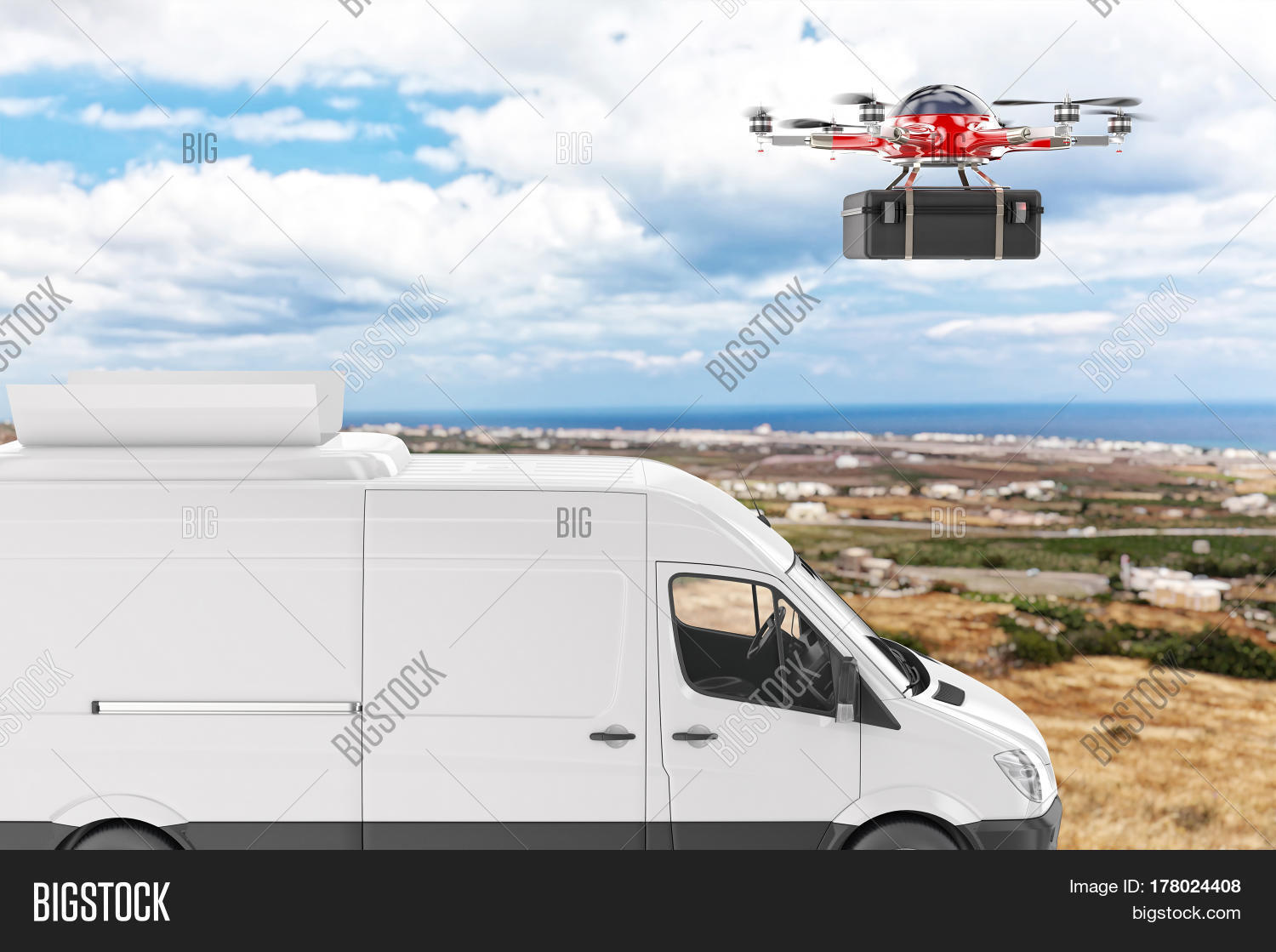 Drone Delivery Van 3d Image & Photo (Free Trial) Bigstock