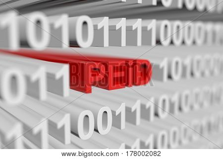 PEiD is represented as a binary code with blurred background 3d illustration