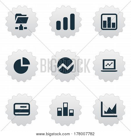 Vector Illustration Set Of Simple Data Icons. Elements Progress, Digital Documnet, Data And Other Synonyms Pie, Progress And Document.