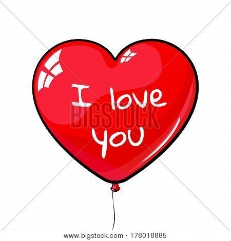 red heart shaped balloon. labeled I love you. suitable for March 8, Valentine's Day, birthday, wedding.