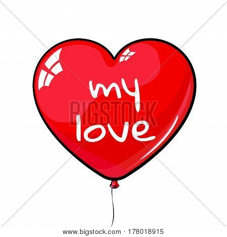 red heart shaped balloon. labeled my love. suitable for March 8, Valentine's Day, birthday, wedding.
