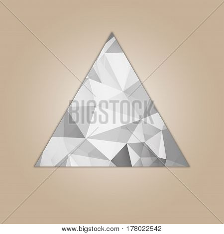 Diamond triangle shape grayscale color abstract polygonal vector illustration isolated on beige background