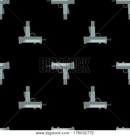 Submachine gun security and military weapon. Metal automatic gun. Seamless pattern, tiling ornament vector illustration