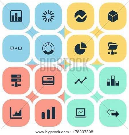 Vector Illustration Set Of Simple Information Icons. Elements Presentation, Digital Documnet, Spreading Chart And Other Synonyms Chart, Circular And Shape.