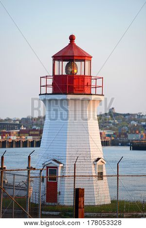 Saint John Coast Guard Base Lighthouse in Saint John Harbour, Saint John, New Brunswick, Canada.