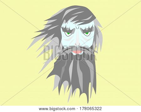 Gloomy bearded man on a light background